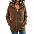 thumbnail image 3 of Tqcoqu Women's Sherpa Hooded Jacket, Full Zip Long Sleeve Fall Fleece Coat, Solid Color Winter Fuzzy Teddy Coats,Women's,Size S-XXL, 3 of 8