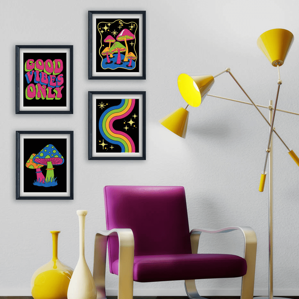 Diamond Dotz Neon Flock Good Vibes Diamond Painting Kits for Adults - Colorful Diamond Art Kits a Relaxing Creative Craft Kit with Dotz Gems 10x8