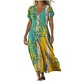 thumbnail image 3 of Roncen Women's Fashion Printed Short Sleeve Maxi Dress - Stylish Flowy Design with Allover Print, Casual Loose Fit for Daily Wear and Summer Beach Outings, 3 of 6