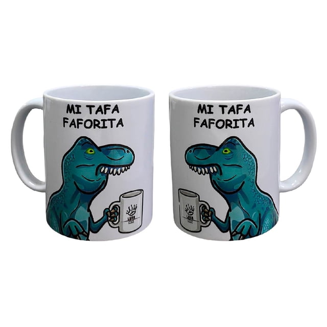 Set De 2 Tazas Dino Rex Mi Taza Favorita Blanco