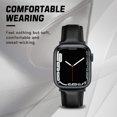 thumbnail image 4 of SWEES Leather Band Compatible with Apple Watch Band 42mm 44mm 45mm Women Men, Black Genuine Leather Wristband Replacement Band for Apple Watch Series 8 7 6 5 4 3 2 1 SE, Sports & Edition, 4 of 7