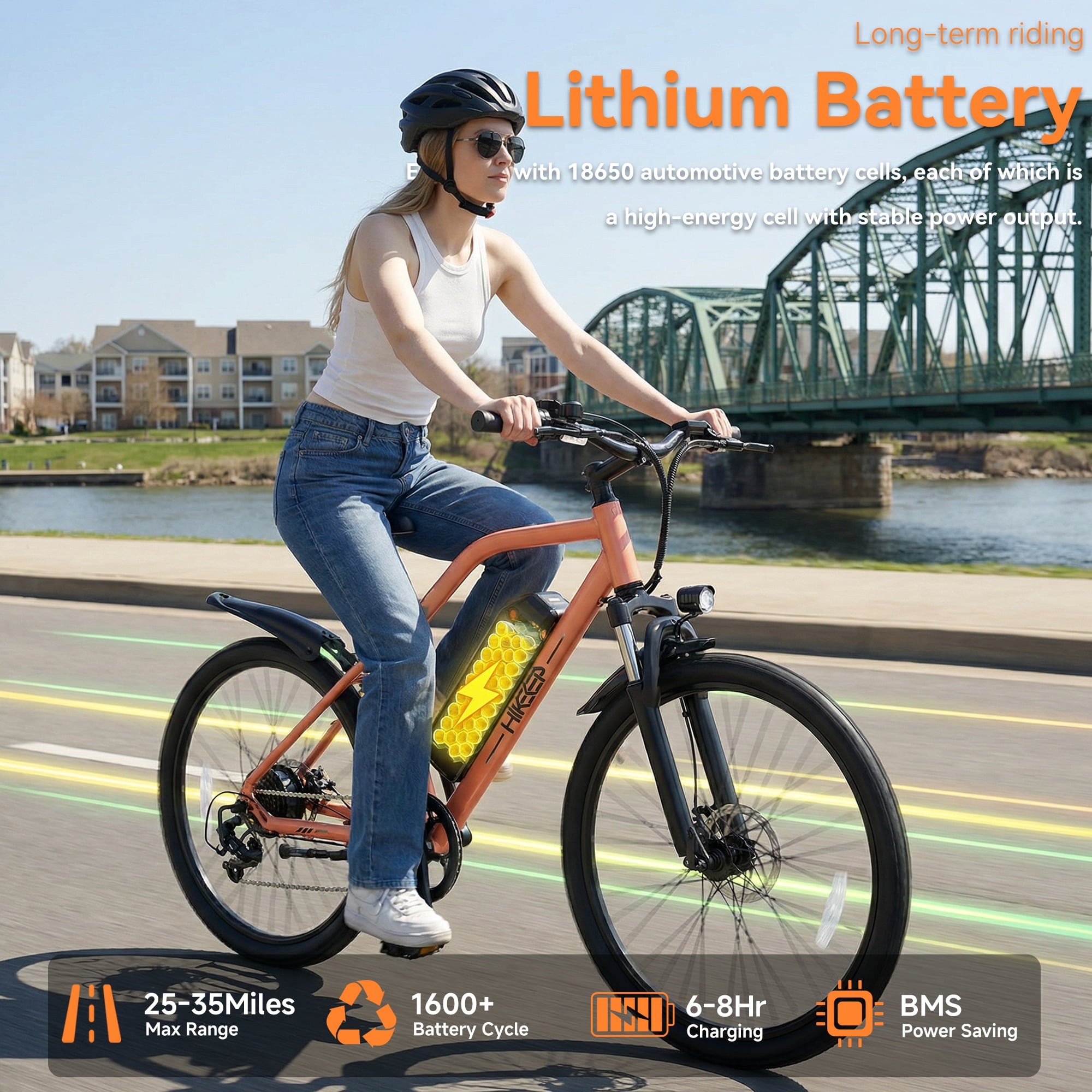 HeloKeep M2601 Electric Bike for Adults, 500W Motor, 48V 375Wh Removable Battery, 26" Puncture-Resistant Tires, 20MPH 7-Speed Ebike with Front Suspension & Disc Brakes, UL2849, Blue