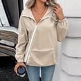 thumbnail image 4 of purcolt Women's Rain Jackets Diagonal Zip Long Sleeve Pullover Windbreaker Waterproof Hooded Jackets Casual Lightweight Oversized Travel Hiking with Kangaroo Pocket, 4 of 9
