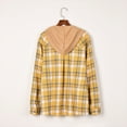 thumbnail image 5 of Spring Savings Clearance Lindreshi Shackets for Women 2023 Fall Women's Long Sleeve Plaid Hooded Drawstring Single Breasted Cardigan Tops, 5 of 9