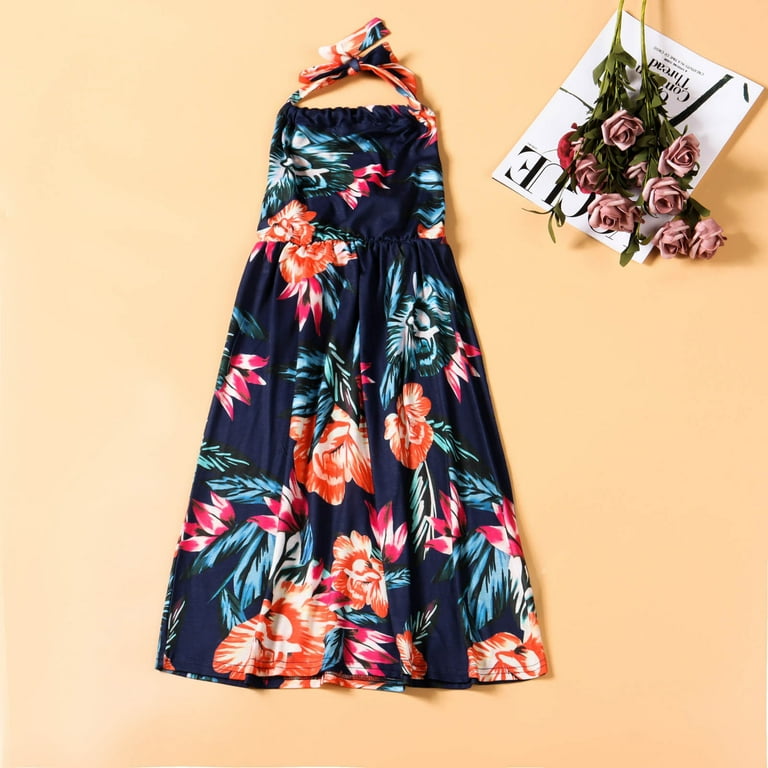 Leaf printed spaghetti strap maxi cheap dress