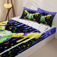thumbnail image 3 of Homewish Green Purple Drippy Baseball Bat Print Zipper Twin Comforter Sets with Fitted Sheet and 2 Pillowcases,Colorful Sports Zipper Bedding Set For Kids Boys And Girls,Reversible,4-Piece, 3 of 7