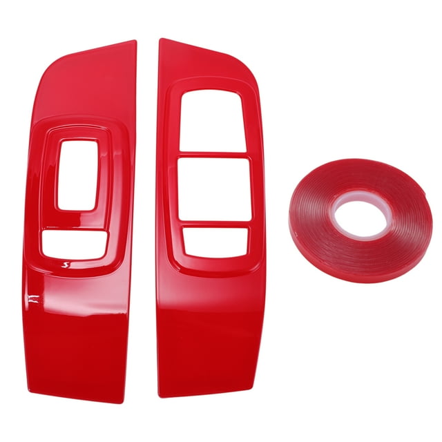 Unique Bargains 2 Pcs Window Switch Bezel Cover Door Control Switch Panel Trim for Dodge Challenger 2015-2023 Plastic Red