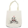 thumbnail image 1 of Bicycle Tote Bag, Children Love Couple Cycling Together Soul Mates Valentines Sketchy Print, Cloth Linen Reusable Bag for Shopping Books Beach and More, 16.5" X 14", Cream, by Ambesonne, 1 of 2