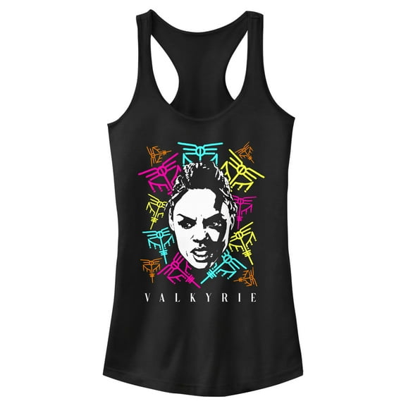Junior's Marvel: Thor: Love and Thunder Valkyrie Icons  Racerback Tank Top Black Large