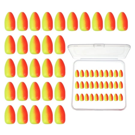 Uxcell Fishing Foam Floats Snell Fishing Rig Floats with Clear Tackle Box 0.5 D x 0.8 H for Corks(30 Pack Red/Yellow)