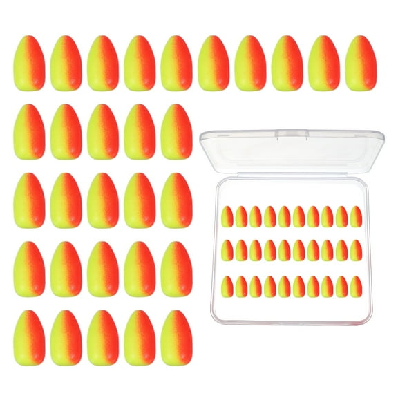 Uxcell Fishing Foam Floats, Snell Fishing Rig Floats with Clear Tackle Box, 0.5"D x 0.9"H for Corks(30 Pack, Red/Yellow)
