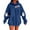 Blue, variant on BangWanChi Women's Halloween Printed Hoodies Casual Long Sleeve Blouse Hooded Sweatshirts Top