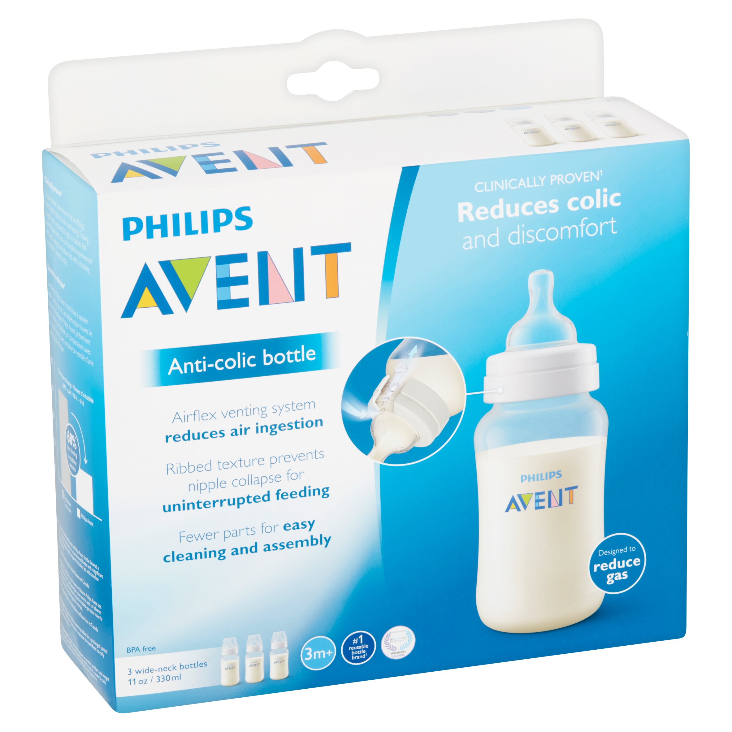 Philips Avent Anti-colic SCF821/11 Biberon anti-colique compatible avec  valve AirFree, 260 ml : : Bébé et Puériculture