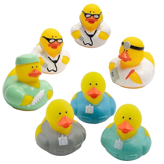 Fun Express 2" Doctor & Medical Scrubs Rubber Ducks Assortment Kit - 24 Pc.