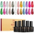 thumbnail image 1 of Set de esmaltes de uñas en gel con purpurina ROSALIND, 12 colores, 5 ml, 1 of 9