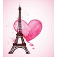 thumbnail image 3 of Eiffel Tower Duvet Cover Set, Eiffel Romantic Valentine Love Watercolor Theme Heart Leaf Silhouette Print, Decorative 2 Piece Bedding Set with 1 Pillow Shams, Twin Size, Fuchsia Brown, by Ambesonne, 3 of 3