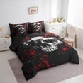 thumbnail image 3 of Homewish Gothic Skull 7-Piece Twin Bedding Sets For Female Men Adults,Red Rose Bedding Comforter Set,Chic Flowers Breathable Sheet Sets,Exotic Style Bedroom Decor,Reversible, 3 of 8