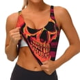 thumbnail image 3 of Gukieu Skull And Flag Usa Print Women's Sports Vest, Low-neck U-shaped Removable Pad Sports Bra for Yoga, Exercise, Dance-X-Large, 3 of 8