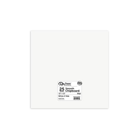 Chipboard 12x12 1X Heavy 50pt 25pcPk White 2 Side
