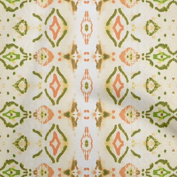 oneOone Polyester Spandex Peach Fabric Asian Ikkat With Watercolor Sewing Fabric By The Yard Printed Diy Clothing Sewing Supplies 56 Inch Wide