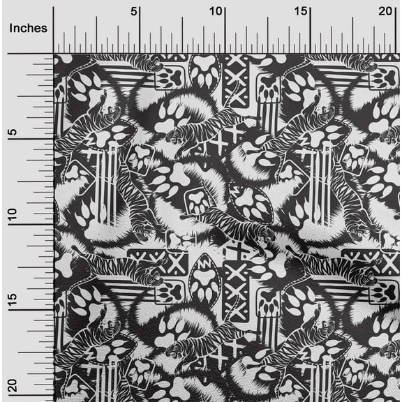 oneOone Polyester Lycra Black Fabric Tiger Sewing Fabric By The Yard Printed Diy Clothing Sewing Supplies 56 Inch Wide