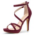 thumbnail image 1 of BLISSFUL STEP Women's Solid Color Stiletto Heel Zipper Ankle Strap Platform Sandals, 1 of 7