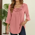 thumbnail image 2 of Tops for Women Trendy Long Sleeve with Lace Trim Summer Shirt Women Raglan Top Womens plus Size Athletic Wear Long Sleeve T Shirt Ladies Large N Striped T round Tunic Tops plus Size Shirts Pink S, 2 of 5