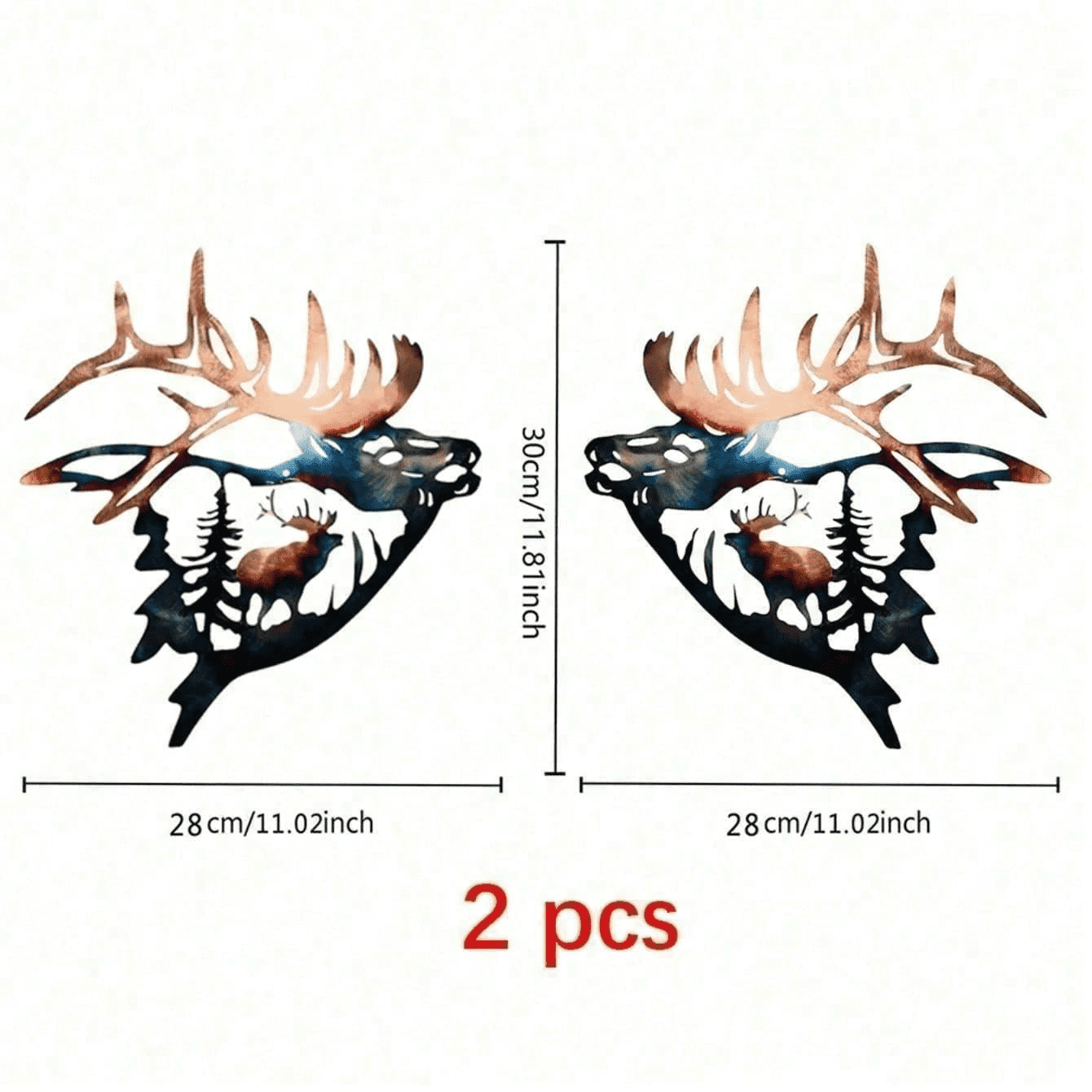 2Pcs Deer and Elk Metal Wall Art Rustic Farmhouse Silhouette Decor Living Room Office Wildlife Sign Christmas New Year Housewarming Gift