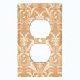 thumbnail image 2 of Metal Light Switch Plate Outlet Cover (Victorian Damask Flower Feather Tan Pattern - Single Duplex), 2 of 2