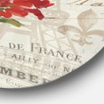 thumbnail image 3 of Designart « Fleurs Peintes Rouges sur Carte Postale Vintage III » Art Mural Rond en Métal Style Ferme - Disque de 36, 3 of 5