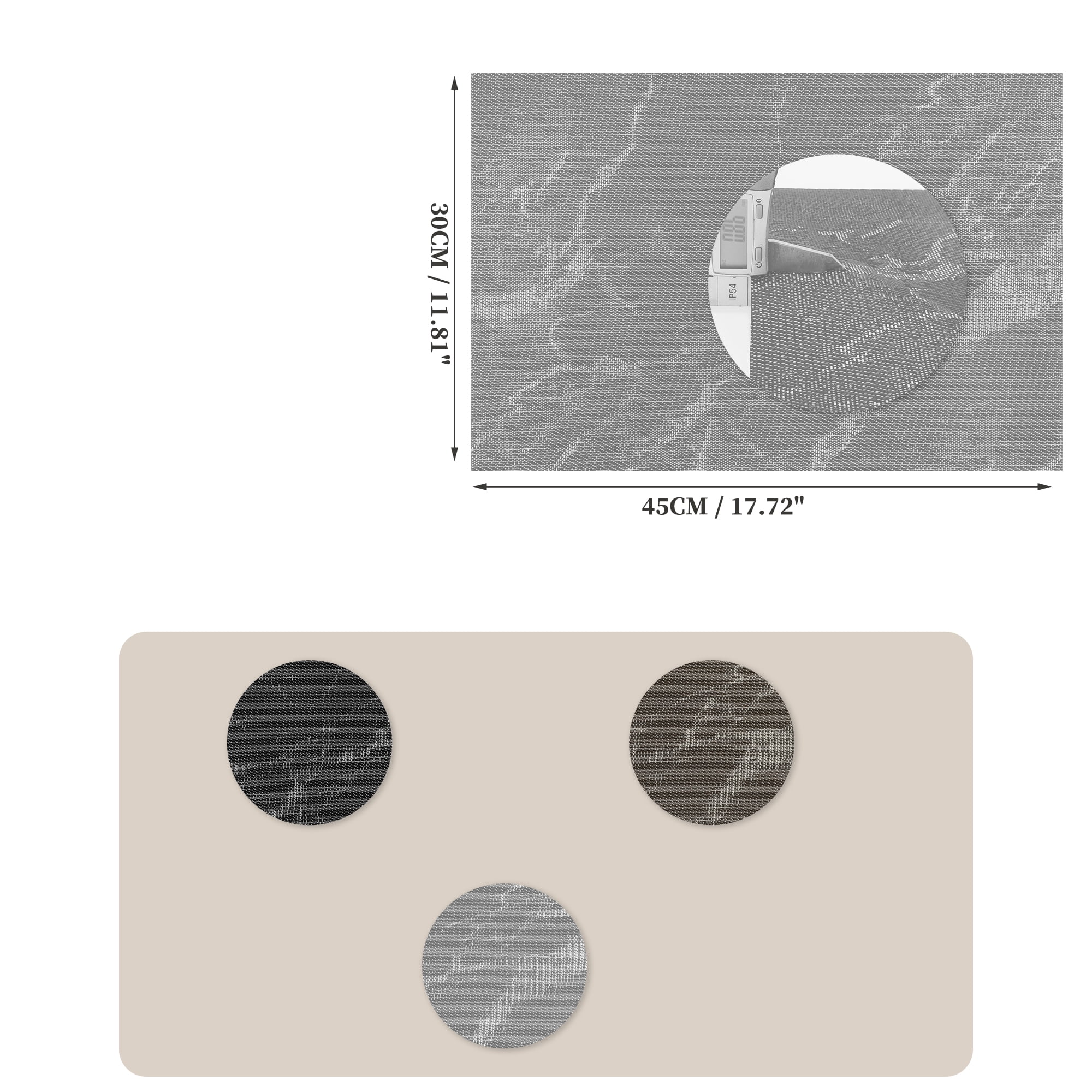 Unique Bargains 4 Pcs Marble Pattern Polyester Heat Resistant Washable Placemats  Gray