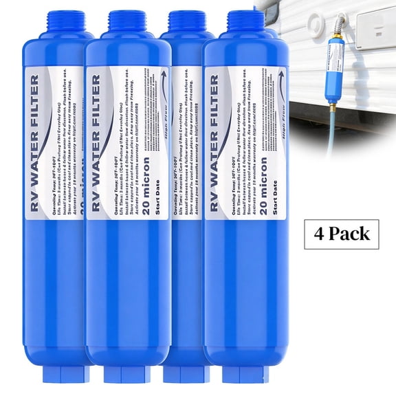 metuvoln RV Inline Water Filters 4-Pack,Reduces Odors,Bad Taste,Ideal for Campers,Garden,Marine,Fits 3/4" hoses