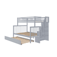 thumbnail image 3 of Tcbosik Bunk Bed Twin Over Full Size with Trundle and Open Shelves, Bed Frame with Stairs and Safety Guardrail for Bedroom, Guest Room, Easy Assembly, Grey, 3 of 9