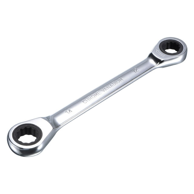 Unique Bargains Double Box End Ratcheting Wrench (12x14mm) Metric 72 Teeth 12 Point Ratchet Spanner Tools, CR-V