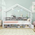 thumbnail image 4 of Costway Lit Cabane Format Simple Cadre de Lit Plateforme en Bois avec Toit et 14 Cubes de Rangement Blanc, 4 of 10