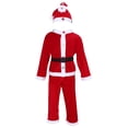 thumbnail image 1 of FELTECHELECTR Disfraz de Papá Noel para niños, disfraz de fiesta de Navidad, disfraz de cosplay con temática navideña, sombrero, abrigo, pantalones y cinturón (150 cm), 1 of 2