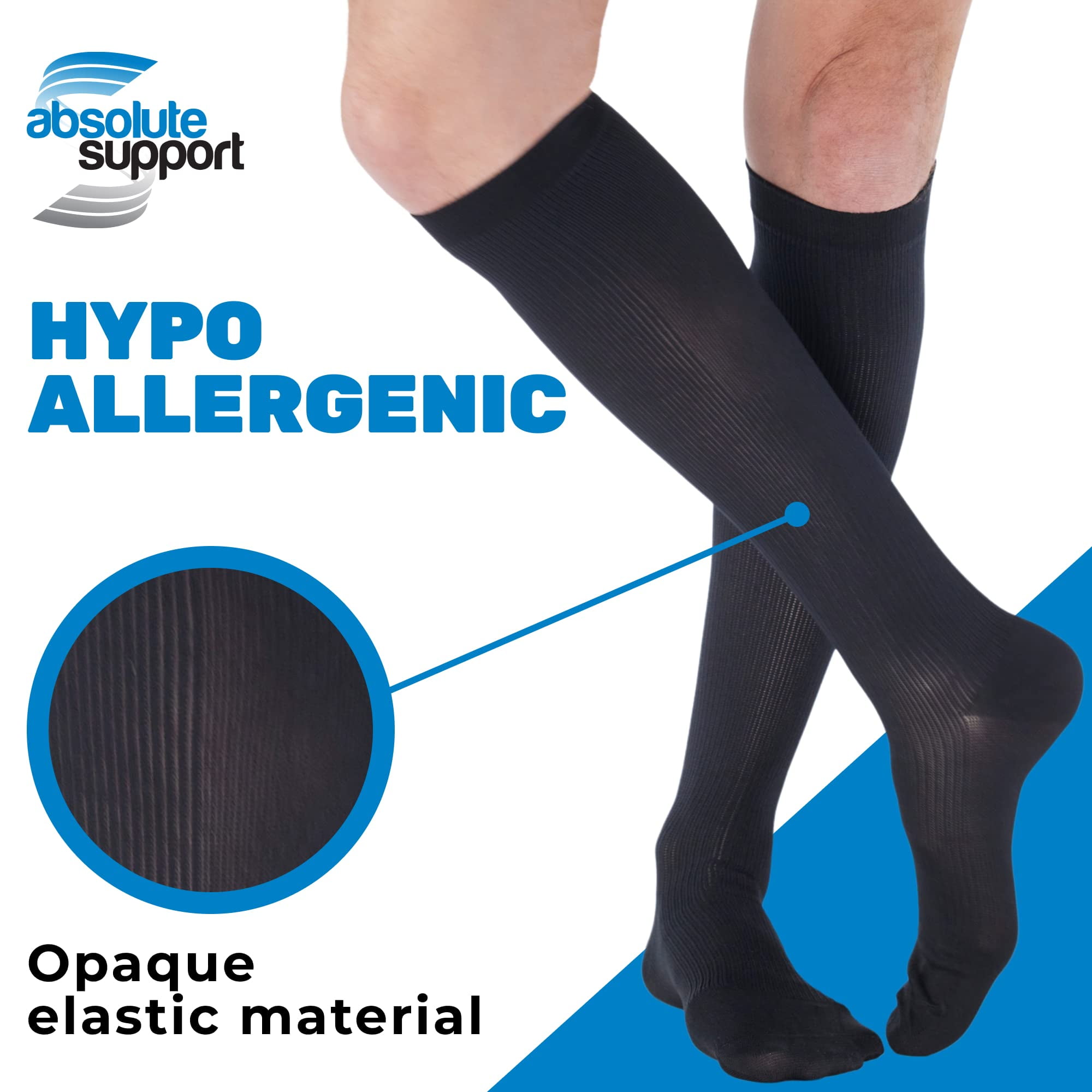 Made in USA - Plus Size Compression Knee High 20-30 mmHg - Black, 3X-Large