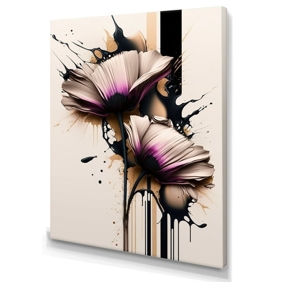 Designart Pink Daisy Flower On Abstract Fusion II Canvas Wall Art