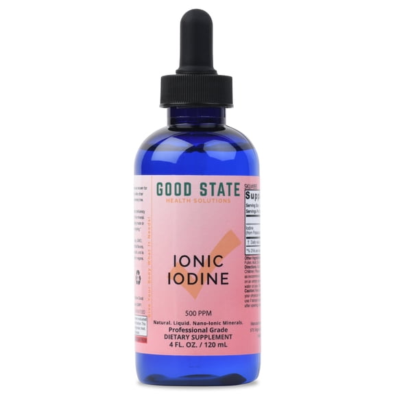 Good State Liquid Ionic Iodine Drops, Potassium Iodide, 600 Servings, 4 Fl Oz, Vegan, Hypoallergenic