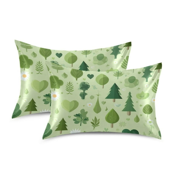 Silky Satin Standard Pillowcases For Hair And Skin Set with Earth Flowers