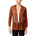 thumbnail image 2 of Alfani Womens Mixed Media Cardigan Sweater, Marrón, X-Large Alfani Cárdigan, 2 of 2