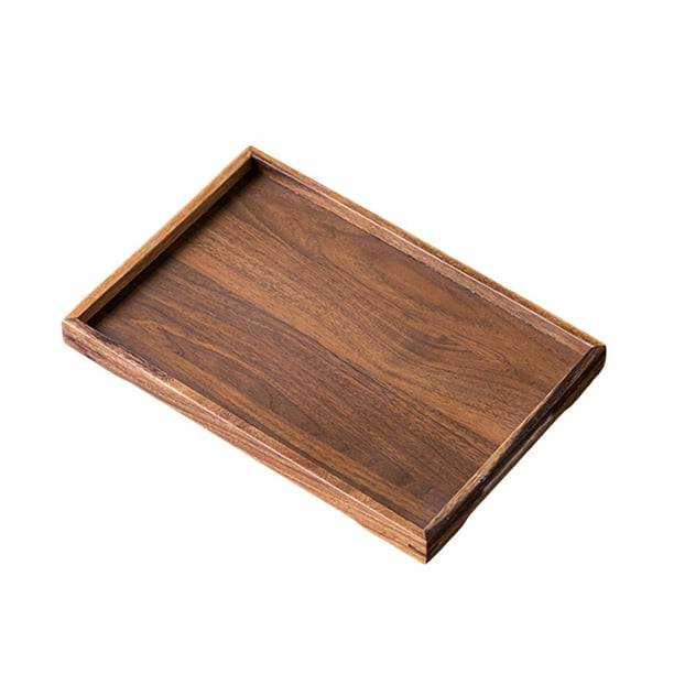 Bandeja de té cuadrada, bandeja de madera para preparar té en seco, bandeja multifuncional para guardar tazas, dulces, frutas y aperitivos, diseño tradicional para decoración del hogar, oficina o par