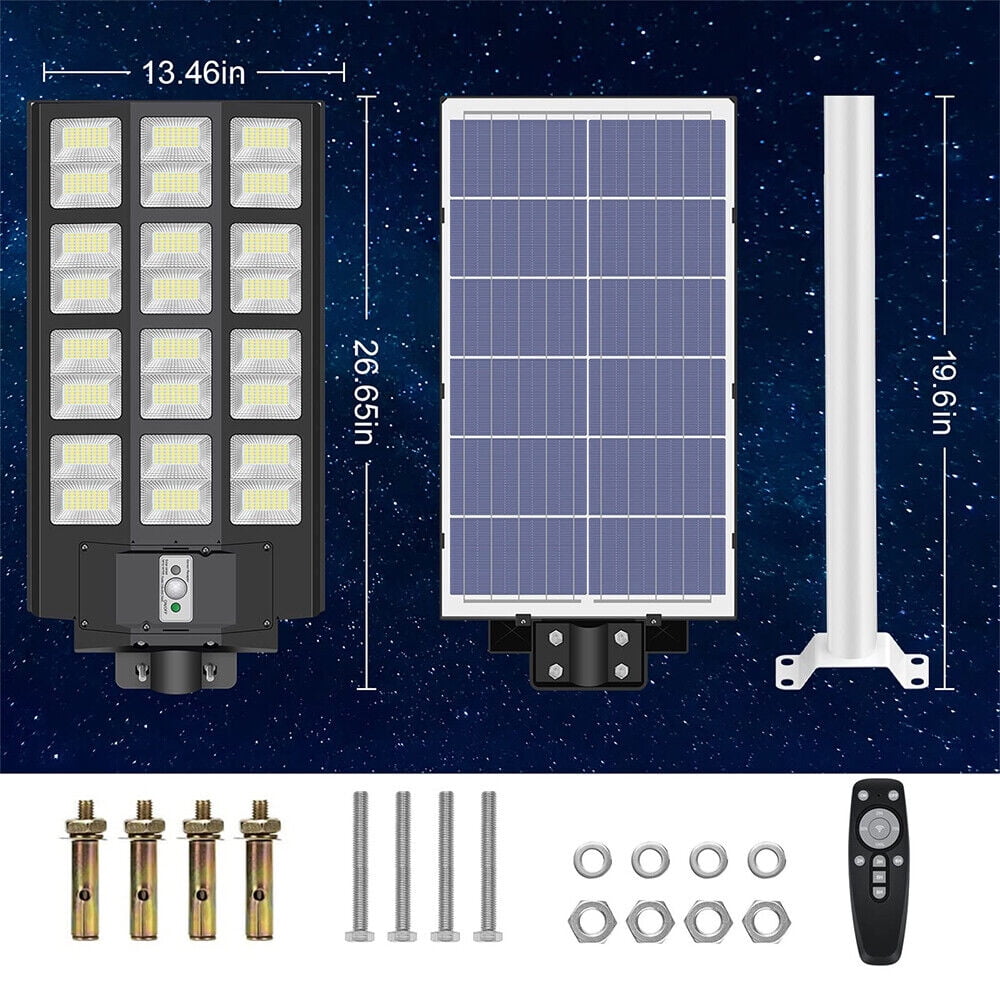 Litom 4000W/5000W Commercial Solar Street Light 99000000000LM Motion Sensor Lamp Dusk to Dawn Flood Lights PIR+Pole+Remote