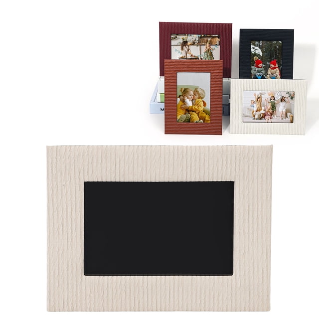 4x6 Inch Leather Picture Frame, Photo Frame for Rustic Home Decor Unique Texture Photo Picture Tabletop Wall Mount Horizontal Vertical Display