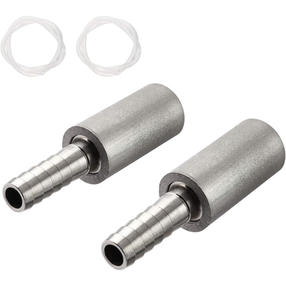 (2 Set) 0.5 Micron Diffusion Stone Stainless Steel Aeration Stone Carbonating Stone with 1/4" Barb for Homebrew Wine Beer Soda Air Stone 0.5 Micron   20 Inch Silicone Hose