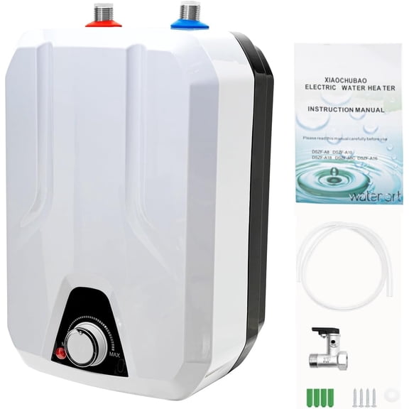 1500W Tankless Electric Water Heater, 6L/1.59gal Mini Instant Hot Water Heater, 86-149°F On Demand Under Sink, with Overheating Protection/IPX4, for Kitchen RV