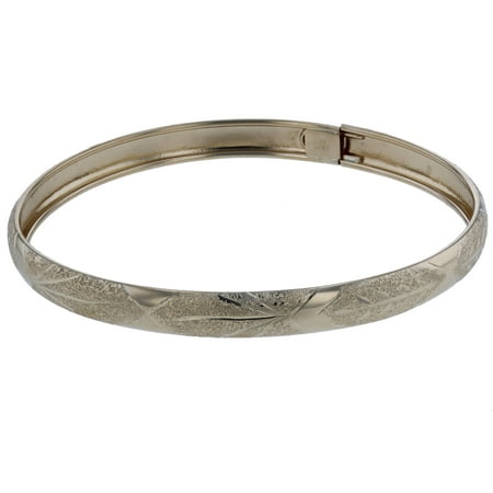 Floreo 10k Yellow Gold bangle bracelet Flexible Round with Diamond Cut Design (0.24”)