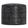 thumbnail image 4 of Trent Home Boho Round Pouf in Distressed Black Genuine Leather, 4 of 9