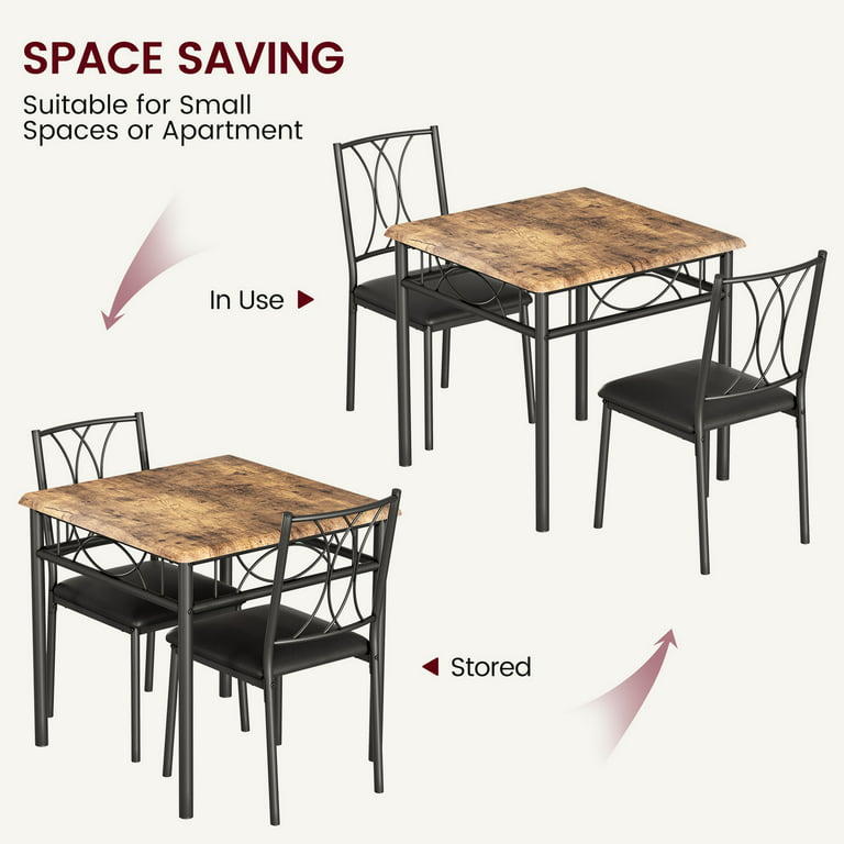 Trinity Dining Table Set for 4, Kitchen Table and Chairs, Rectangular  Dining Room Table Set with 4 Upholstered Chairs, for Small Space, Brown