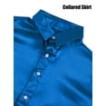 thumbnail image 6 of Spencer Mens Long Sleeve Plain Shirts Casual Dress Shirts Button Down Male Satin Blouses for Wedding Party Formal Business, Size S-2XL, 6 of 8